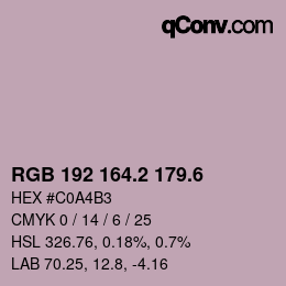 カラーコード: RGB 192 164.2 179.6 | qconv.com