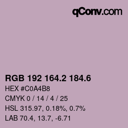 カラーコード: RGB 192 164.2 184.6 | qconv.com