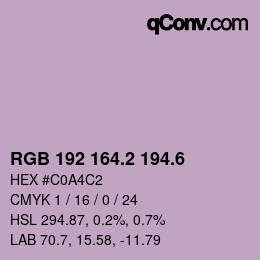 カラーコード: RGB 192 164.2 194.6 | qconv.com