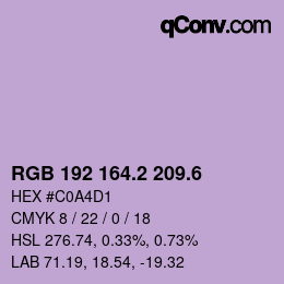 カラーコード: RGB 192 164.2 209.6 | qconv.com
