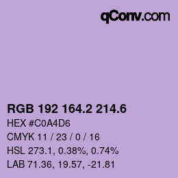 カラーコード: RGB 192 164.2 214.6 | qconv.com