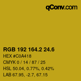 カラーコード: RGB 192 164.2 24.6 | qconv.com