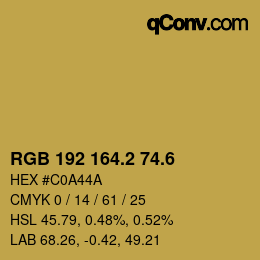 カラーコード: RGB 192 164.2 74.6 | qconv.com
