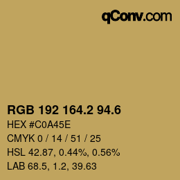 カラーコード: RGB 192 164.2 94.6 | qconv.com