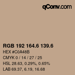 カラーコード: RGB 192 164.6 139.6 | qconv.com