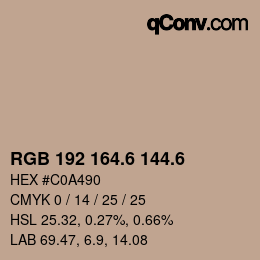 カラーコード: RGB 192 164.6 144.6 | qconv.com