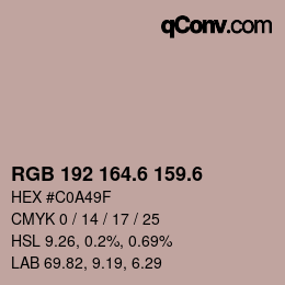 カラーコード: RGB 192 164.6 159.6 | qconv.com