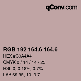 カラーコード: RGB 192 164.6 164.6 | qconv.com