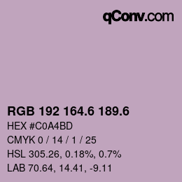 カラーコード: RGB 192 164.6 189.6 | qconv.com