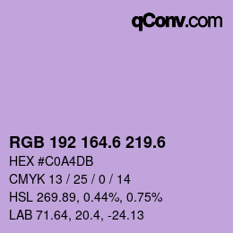 カラーコード: RGB 192 164.6 219.6 | qconv.com