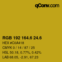 カラーコード: RGB 192 164.6 24.6 | qconv.com