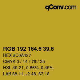 カラーコード: RGB 192 164.6 39.6 | qconv.com