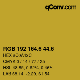 カラーコード: RGB 192 164.6 44.6 | qconv.com