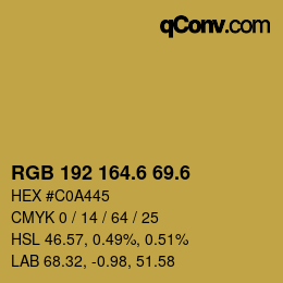 カラーコード: RGB 192 164.6 69.6 | qconv.com
