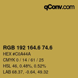 カラーコード: RGB 192 164.6 74.6 | qconv.com