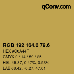 カラーコード: RGB 192 164.6 79.6 | qconv.com