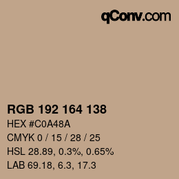 カラーコード: RGB 192 164 138 | qconv.com