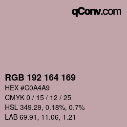 Color code: RGB 192 164 169 | qconv.com