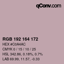 Color code: RGB 192 164 172 | qconv.com