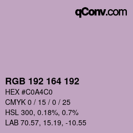 Color code: RGB 192 164 192 | qconv.com