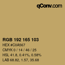 Color code: RGB 192 165 103 | qconv.com