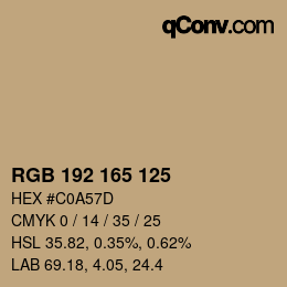 Color code: RGB 192 165 125 | qconv.com