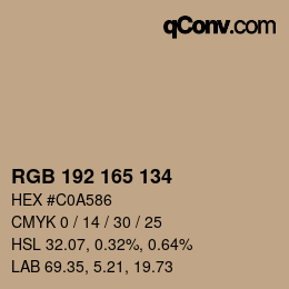 Color code: RGB 192 165 134 | qconv.com