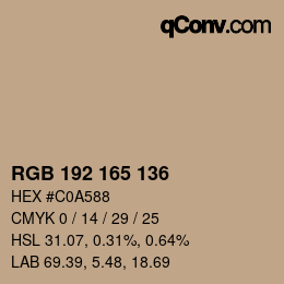 Color code: RGB 192 165 136 | qconv.com