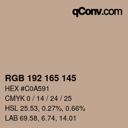 カラーコード: RGB 192 165 145 | qconv.com