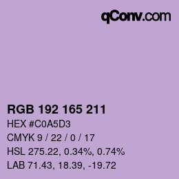 Color code: RGB 192 165 211 | qconv.com