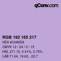 Color code: RGB 192 165 217 | qconv.com