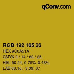 Color code: RGB 192 165 26 | qconv.com