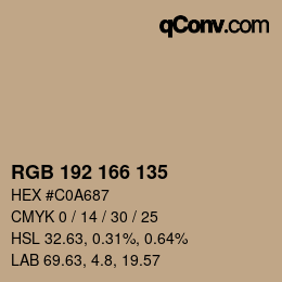 Color code: RGB 192 166 135 | qconv.com