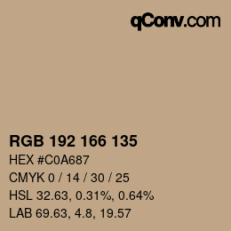Code couleur: RGB 192 166 135 | qconv.com