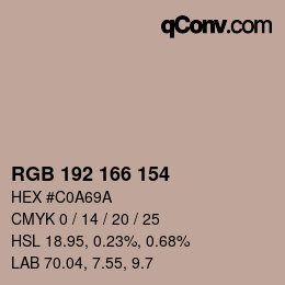 Color code: RGB 192 166 154 | qconv.com