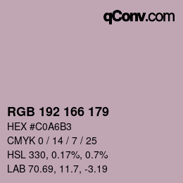 Color code: RGB 192 166 179 | qconv.com
