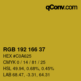 カラーコード: RGB 192 166 37 | qconv.com