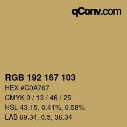 Color code: RGB 192 167 103 | qconv.com