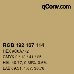 Farbcode: RGB 192 167 114 | qconv.com