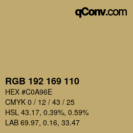 Color code: RGB 192 169 110 | qconv.com