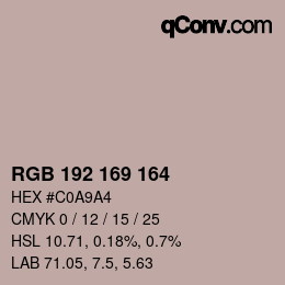 Color code: RGB 192 169 164 | qconv.com