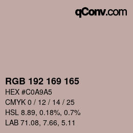 Color code: RGB 192 169 165 | qconv.com