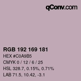 Color code: RGB 192 169 181 | qconv.com