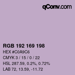 Color code: RGB 192 169 198 | qconv.com