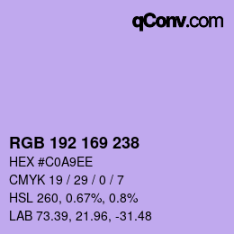 Color code: RGB 192 169 238 | qconv.com