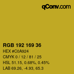 Color code: RGB 192 169 36 | qconv.com