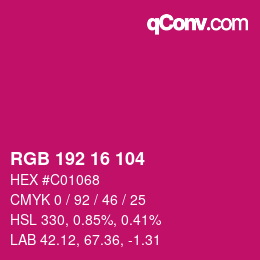 Color code: RGB 192 16 104 | qconv.com