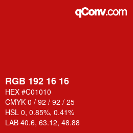 Color code: RGB 192 16 16 | qconv.com