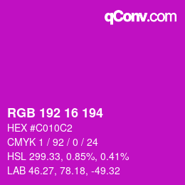 カラーコード: RGB 192 16 194 | qconv.com
