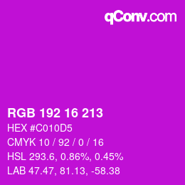 Color code: RGB 192 16 213 | qconv.com